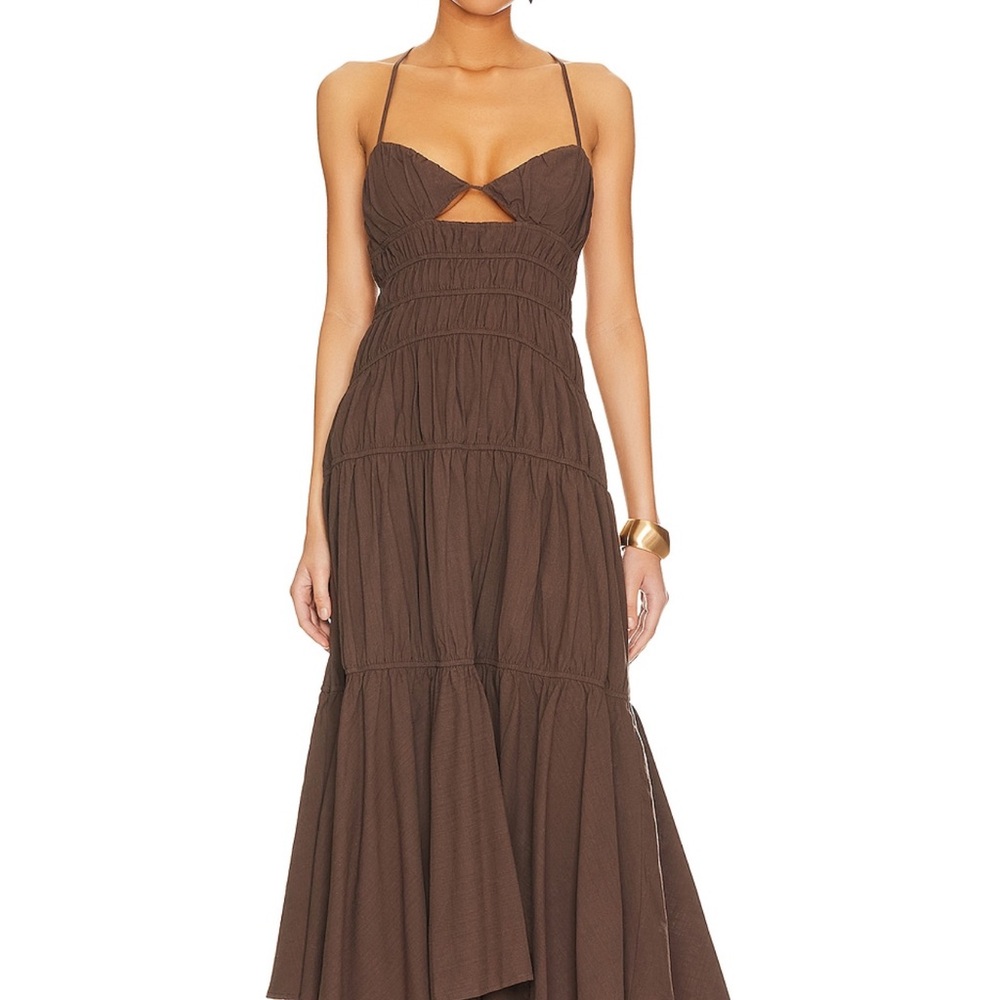 Chic Brown Maxi Dress with Straps